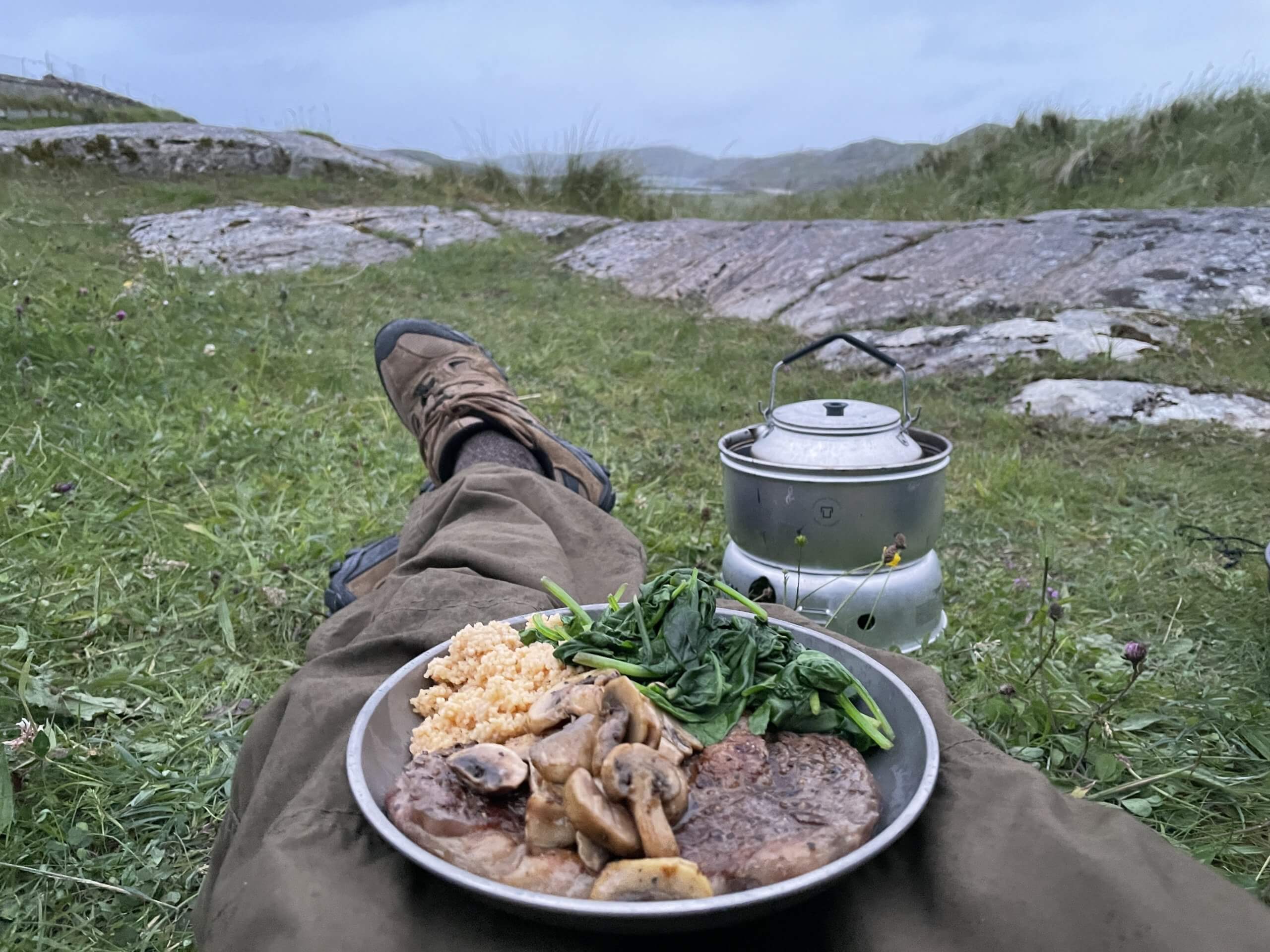 Ribeye Steak cooked on a Trangia Stove